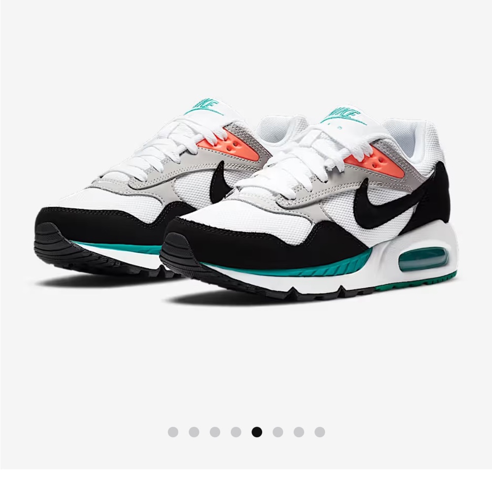 Nike Air Max with Black, White, Teal, and Coral Accents